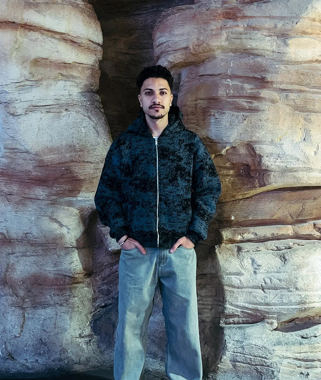 GHOST BLACK ZIP-UP JACKET